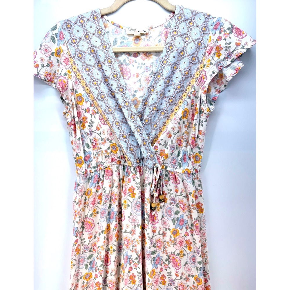 Bebop Floral Rayon Maxi Dress Sz S Boho Cottagecore Prairie Milkmaid Tradwife - Picture 4 of 8